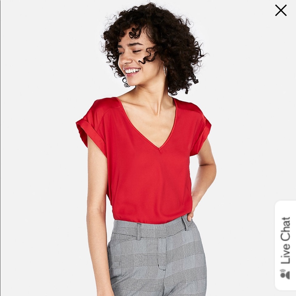 Express Red V-Neck Blouse